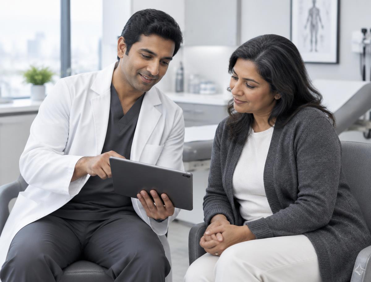 Surgeon explaining a care plan